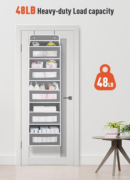 3 Pack Over The Door Organizer Storage, 5 Shelf Hanging Door Organizer with 10 Large Capacity Pockets, Anti Tilt 44 lb Load Behind Door Storage for Bedroom, Bathroom, Pantry, Nursery