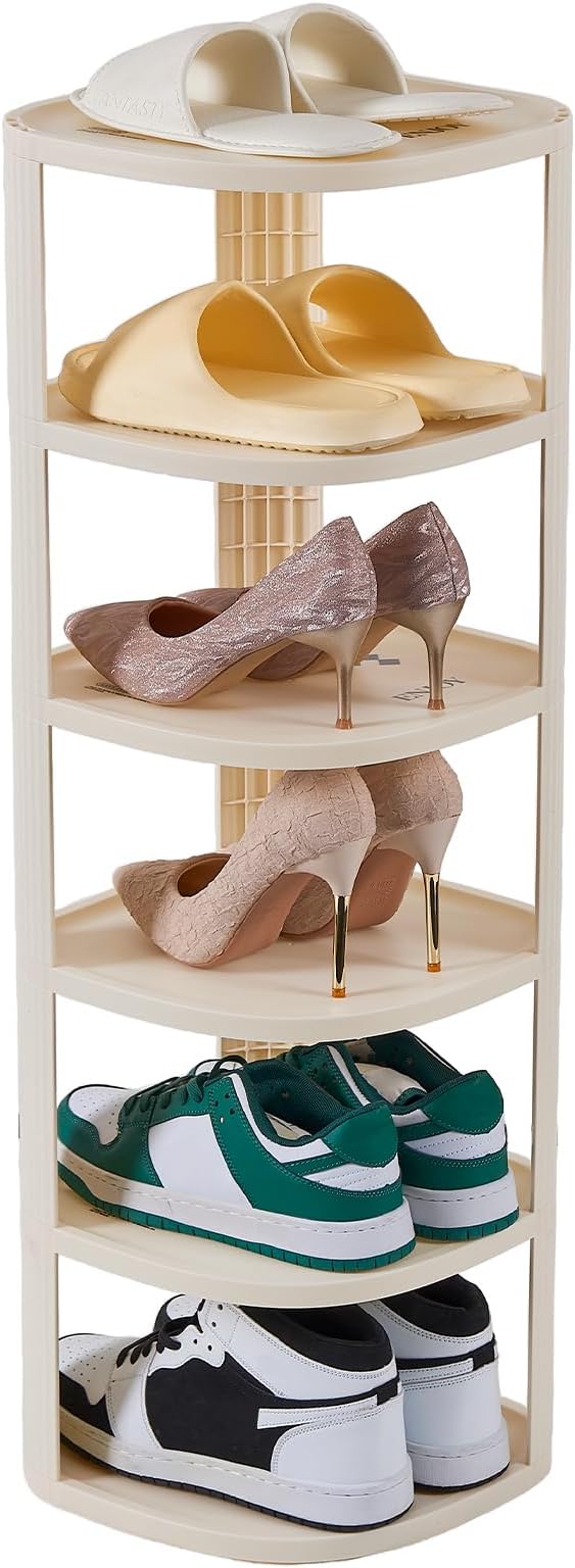 UFORU 6 Tier Vertical Shoe Rack,Corner Shoe Organizer for Entryway,Narrow Free Standing Shoe Organizer for Small Spaces,Tall Shoe Rock for Closet,Easy Assembly Shoe Storage Stand
