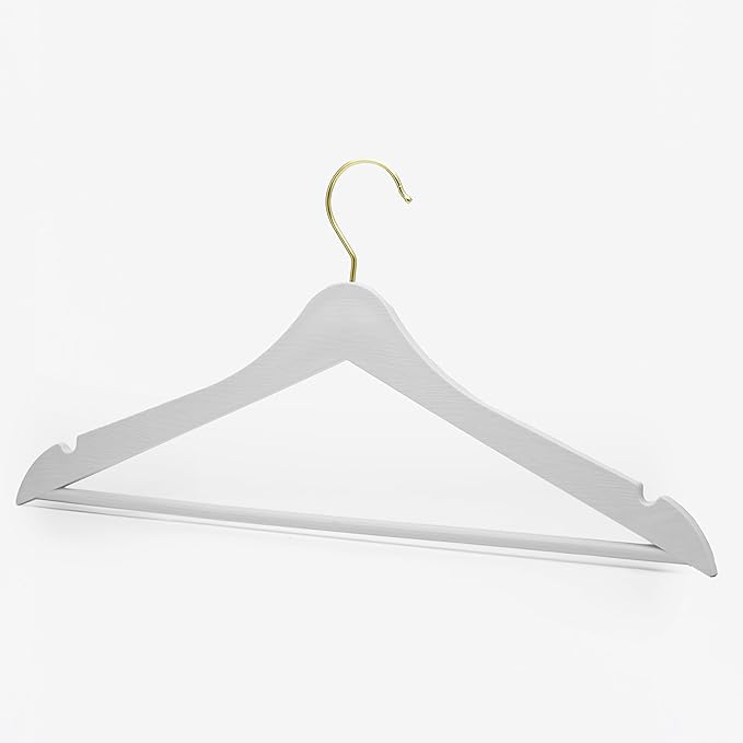24 Pcs White Wood Look Plastic Hangers Clothes Clothes Shirt Hanger with Gold Hooks