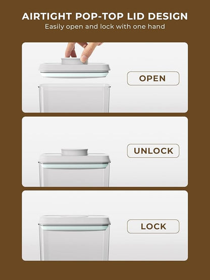 Pop Storage Set – 4 Pack Airtight Food-Grade Containers with Lids, BPA-Free, with Measurement Marks for Flour, Sugar, Pantry Organization