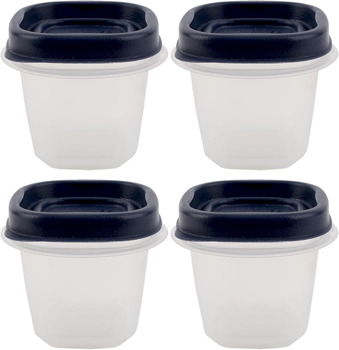 Rubber Maid Bundle Food Storage Containers Half Cup Food Storage Containers 9 Peice Set, Blue Easy Find Lids, 4 Containers, 4 Lids Chalk Pen And Chalk Labels