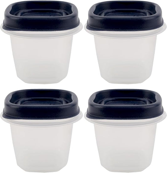 Rubber Maid Bundle Food Storage Containers Half Cup Food Storage Containers 9 Peice Set, Blue Easy Find Lids, 4 Containers, 4 Lids Chalk Pen And Chalk Labels