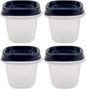 Rubber Maid Bundle Food Storage Containers Half Cup Food Storage Containers 9 Peice Set, Blue Easy Find Lids, 4 Containers, 4 Lids Chalk Pen And Chalk Labels