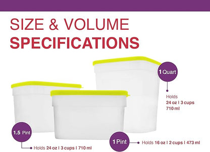 Arrow Freezer Containers, 1 Pint - 10 pk with Lids - Reusable Plastic Food Storage - Prep, Store, Freeze - BPA Free - Dishwasher Safe