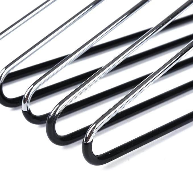 30 Quality Heavy Duty Metal Coat Hangers with Black Rubber Coating for Non Slip Pants (30)
