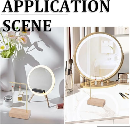 SUNNYCLUE 4pcs L Bar Earring Stand Brass Jewelry Stand Gold Brass Metal Ear Stud Earring Holders Hanger Display Organizer Shelf with Wood Base for Jewelry Bedroom Entryway Display Home Decorations