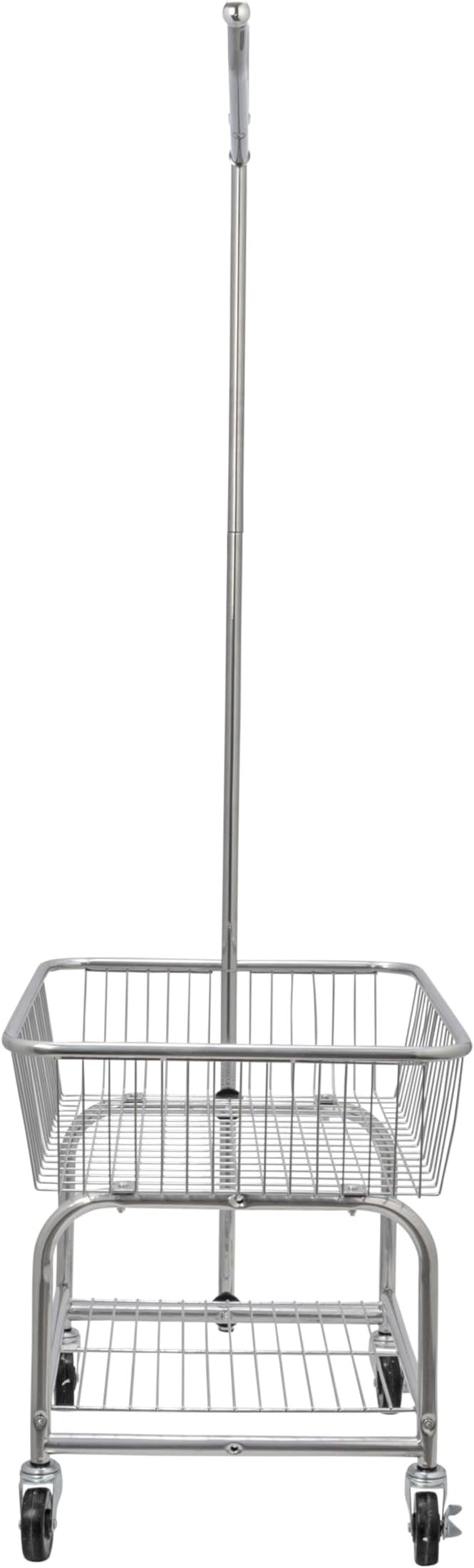 Household Essentials 6028-1 Rolling Laundry Cart with Hanging Bar - Chrome Finish, STORAGE, Metallic