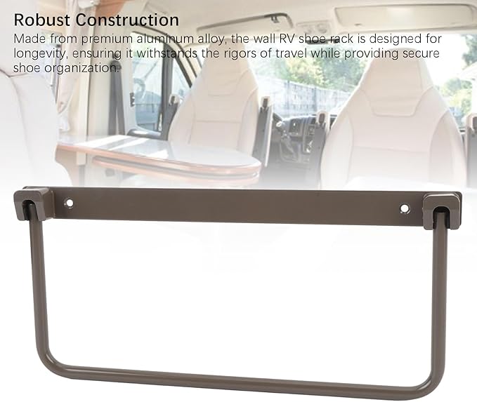 Cyrank Wall Mounted Shoe Storage Rack, Foldable RV Shoe Rack Space Saving Hanging Organizer Aluminum Alloy in Camping RV Travel (Brown)