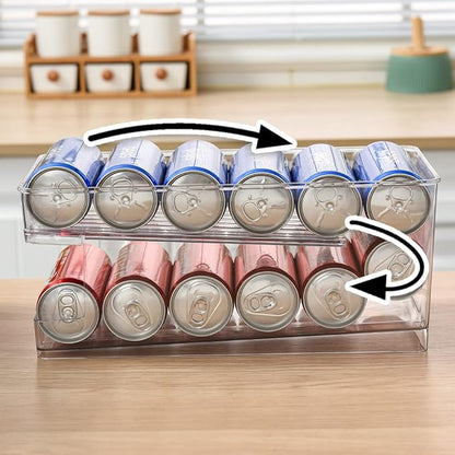 OnDisplay FIFO Gravity Auto-Feed Refrigerator Soda/Beer Can Organizer - Stores Up to 12 Cans in Fridge - BPA Free Food-Grade Storage Solution for Standard and Tall Cans