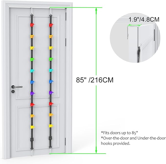 AXU Hat Rack for Door, Hat Organizer for Baseball Caps, Over the Door Hat Storage Organizer - Holds 10-20 Caps | Rainbow, 1 Straps