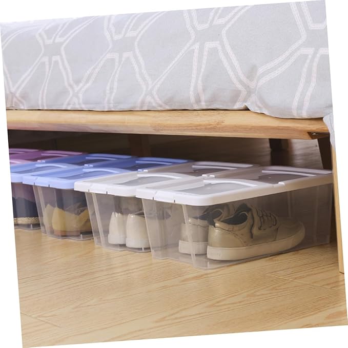 Stackable Shoe Storage Boxes with Lid Plastic Shoe Organizer Case for Household and Closet 2pcs Set