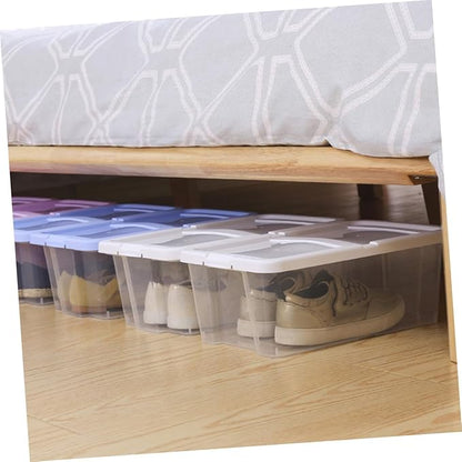 Stackable Shoe Storage Boxes with Lid Plastic Shoe Organizer Case for Household and Closet 2pcs Set