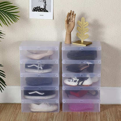 5 Pack Transparent Shoe Box,Men Women Clear Dustproof Shoe Storage Organizer,Travel Sneaker High-Heeled Container (11"x7"x3.7")
