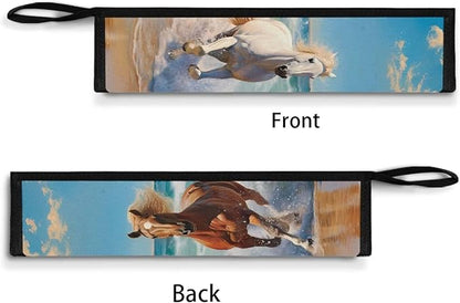COEQINE Beach Horses Funny Utensil Case Silverware Bag Portable Leak-proof for Home Outdoor Portable Lightweight Travel Cutlery Pouch Metal Straws Case