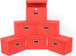 STOREONE Fabric Storage Cube Bins Foldable Organizer Container Collapsible Basket with Lids and Metal Handles, for Home, Bedroom, Closet 6 Pcs (Red)