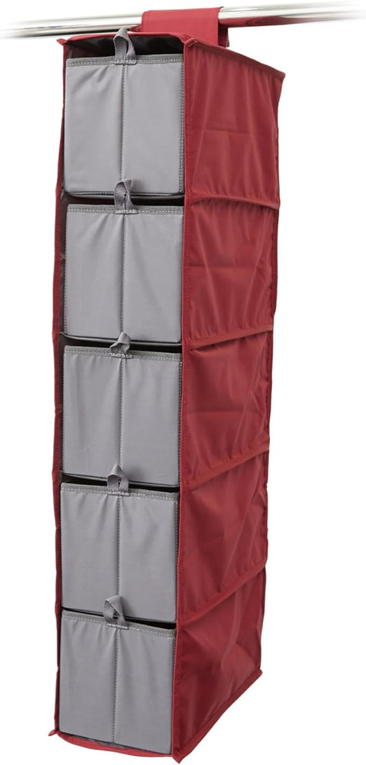 Covermates Keepsakes Hanging Shoe Organizer Set – Heavy Duty Closet Shelves for Shoes, Sweaters, and Accessories – Includes Trays with Dividers – Vertical Wardrobe Storage, Scarlett Red
