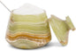 Marble Salt Cellar with Lid Green 3 Inches Salt Holder Seasoning & Spice Jar with Spoon Container, Modern Salt Keeper for Kitchen Countertop, 3 OZ Capacity