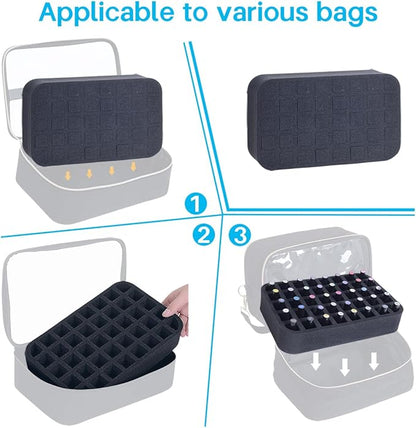 Nail Polish Organizer Holder Foam Pad with Slots for Storage 40 Bottles (15ml/0.5fl.oz) Nail Polish or Essential Oil Tray for Drawers Black
