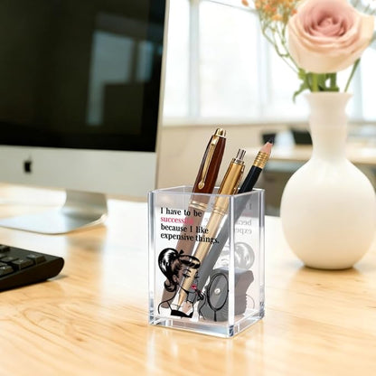 I Have To Be Successful Acrylic Cosmetic Pencil Pen Holder Cup, Inspirational Quote Gifts for Daughter Niece Friend, Career Woman Motivation Gifts for Makeup Artist Entrepreneur Coworker Boss
