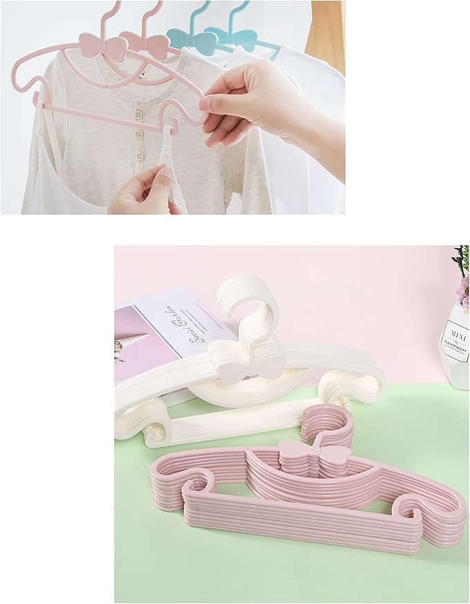YYaaloa 10pcs Kids Clothes Hangers - Baby & Toddler Plastic Hangers (Pink, 10pcs)