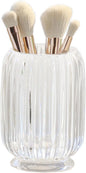 Crystal Makeup Brush holder Organizer, Vintage Make Up Brush Cup Pen Pencil Holder striped vase, Comb Brushes Pen Pencil Storage Box Container (Clear)