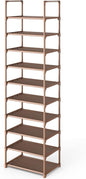 Kitsure Shoe Rack - 10-Tier Shoe Organizer with Detachable Fabric Shelves & Metal Frame, Tall Shoe Rack for Closet, Entrance, Living Room, 16.9" Wide - 10 Tier, Brown