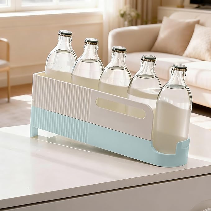 Drink Organizer, Universal Compatibility, 34x8.1x12.5cm, Self Pushing Fridge Organizer, Automatic Drink Dispenser, Space-Saving, For Pantry, Kitchen, Cabinet, Freezer, Home Bar