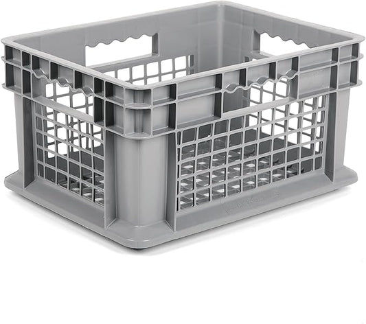 Hudson Exchange 12 x 16 x 8" Mesh Straight Wall Handled Storage Container Tote, Gray