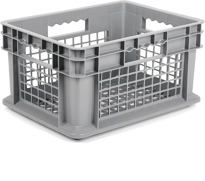 Hudson Exchange 12 x 16 x 8" (120 Pack) Mesh Straight Wall Handled Storage Container Tote, Gray
