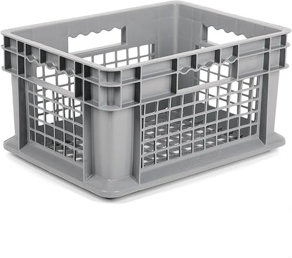 Hudson Exchange 12 x 16 x 8" (120 Pack) Mesh Straight Wall Handled Storage Container Tote, Gray