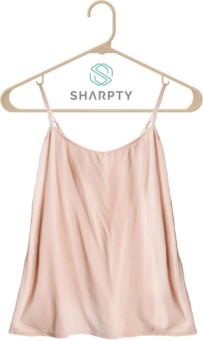 Sharpty Plastic Hangers Clothes Hangers for Clothing, Closet, Coats & Shirts - Durable & Space Saving - for Everyday Standard Use, Room Essentials & Basics - 60 Pack - Beige