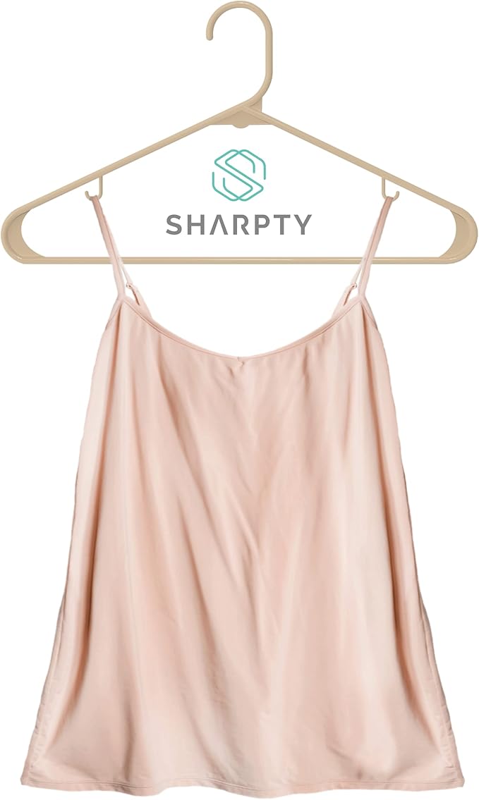 Sharpty Plastic Hangers Clothes Hangers for Clothing, Closet, Coats & Shirts - Durable & Space Saving - for Everyday Standard Use, Room Essentials & Basics - 20 Pack - Beige