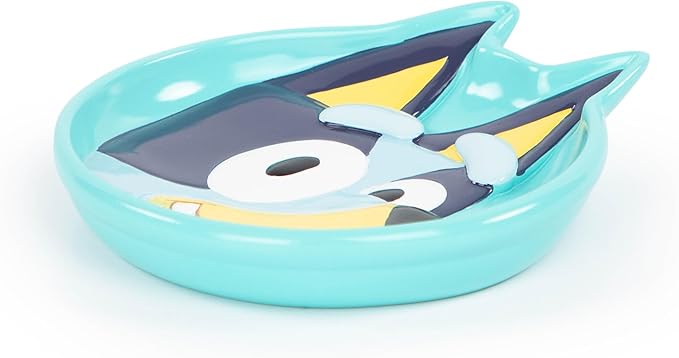 Jay Franco Bluey Soap Dish - Blue Resin Sponge Holder/Bar Soap Holder - Kids Bathroom Tray