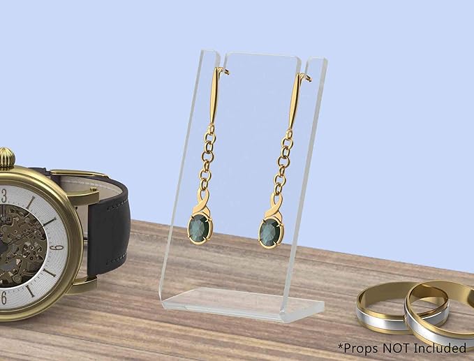 Marketing Holders Jewelry Holder Clear Acrylic Display Stand for Studs Hoops Dangling Earrings Bracelets Slant Back Counter Top for Retail Store Gift Shops Home Use Single Pair
