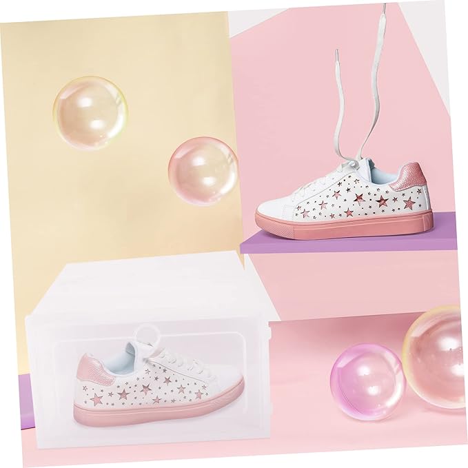 6pcs Stackable Transparent Shoe Storage Boxes Plastic Organizer for Shoes Large White Closets Entryways and Bedrooms