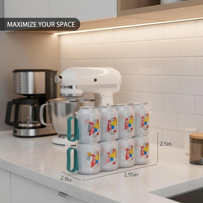 Stacking Can Dispenser for Refrigerator, Slim Vertical Soda Organizer Rack to Maximize Shelf Space, Durable PP Plastic Storage Holder for Pantry & Kitchen