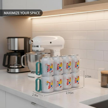 Stacking Can Dispenser for Refrigerator, Slim Vertical Soda Organizer Rack to Maximize Shelf Space, Durable PP Plastic Storage Holder for Pantry & Kitchen