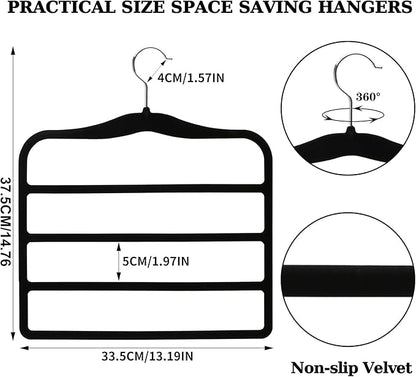 Closet Organizers and Storage, 2 Pack Pants-Hanger-Space-Saving, Velvet Clothes Organization Jeans Trousers Scarf Hangers for Pant-Rack, College-Dorm-Room Essentials for Students Girls Boys Guys