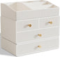 Makeup Organizer Countertop,Vanity Organizer,Skincare Organizers,Cosmetic Organizer with Draws,Luxury Large makeup storage,Make up Organizers for Vanity,Gifts for Women Birthday Unique (white)
