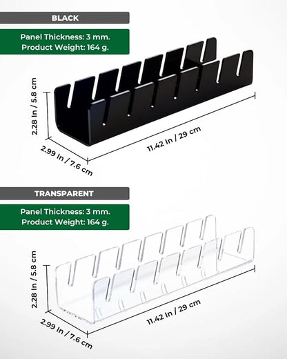 Acrylic Cap Organizer for Baseball Caps – Wall Mounted Hat Rack Holder for 7 Hats, Hat Stand Display, Closet & Wall Storage with Screws or Adhesive – Black