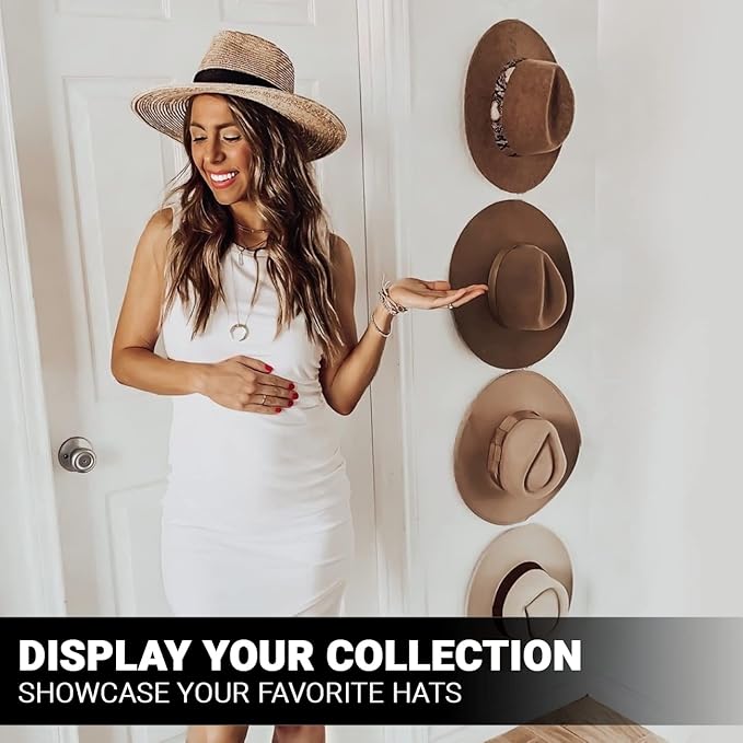 Hat Hanger Baseball Cap Fedora Western Cowboy Trucker Wall Holder Hat Hook Hat Organizer Display Rack All Types of Hats Minimalist Décor Clear Acrylic Fathers Day Gift - 2 Pack
