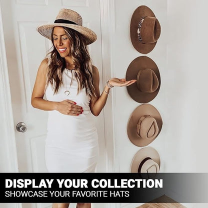 Hat Hanger Baseball Cap Fedora Western Cowboy Trucker Wall Holder Hat Hook Hat Organizer Display Rack All Types of Hats Minimalist Décor Clear Acrylic Fathers Day Gift - 2 Pack