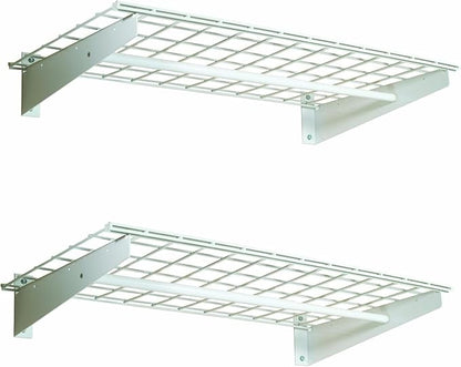 HyLoft 2-Pack Heavy Duty Steel Wall Garage Shelving, 36 in. x 18 in. Adjustable, Includes Hanging Rod, Max Shelf Load 200 Pounds, Item 777, White Powder Coated Finish