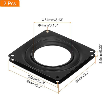 uxcell Lazy Susan Hardware, 2Pcs 4 Inch - Iron Square Ball Bearing Rotating Swivel Plate, Lazy Susan Turntable for DVD Tower, Bookshelf (Black)
