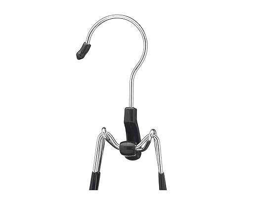 NAHANCO 10” Non Slip Metal Skirt/Pant Hanger with Rubberized Clamp, Black - 12 Pack