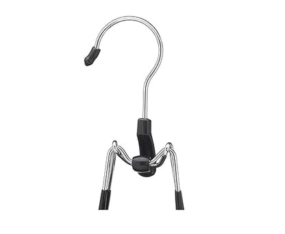 NAHANCO 10” Non Slip Metal Skirt/Pant Hanger with Rubberized Clamp, Black - 12 Pack