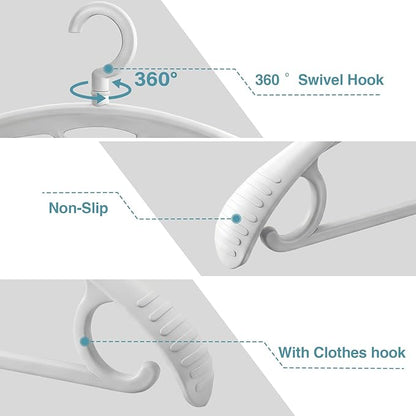 Plastic Clothes Hanger, Extra Thick Plastic Wide Shoulder Adult 360 Degrees Rotate Slip Resistant Standard Clothing Hanger Ideal for Everyday Use Green 10 Pack