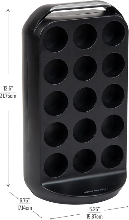 Mind Reader Single Serve Coffee Pod Storage, 30 Pod Capacity, Countertop Organizer, 6.75"L x 6.25"W x 12.5"H, Black