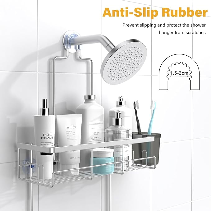 AKTECKE Shower Caddy Hanging Bathroom Organizer: Rustproof Shower Shelf for Inside Shower - No Drilling Shower Racks Over Showerhead - Bath Shelves Rack for Shampoo Soap Chrome