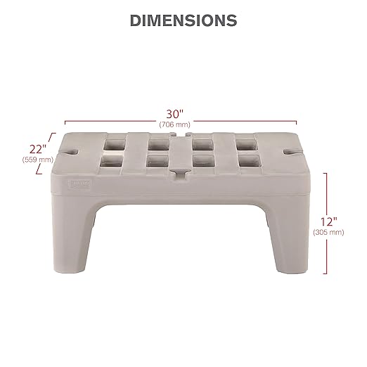 Metro Bow-Tie Dunnage Rack – NSF Listed Heavy-Duty Plastic Rack for Food Service, Commercial Kitchens, Walk-In Coolers & Freezers – 30"L x 22"W x 12"H – 1,500 lb Capacity – Gray Polyethylene